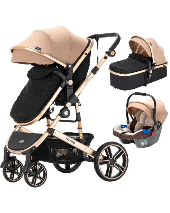 Yoyko Ultimate Travel Sistem Bebek Arabası 3 in 1 Rose - Resim 4