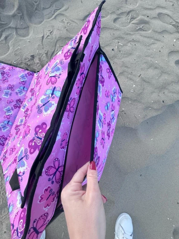 Hobi Store Katlanabilir Çanta Şezlong ( Pink Butterfly ) - 5