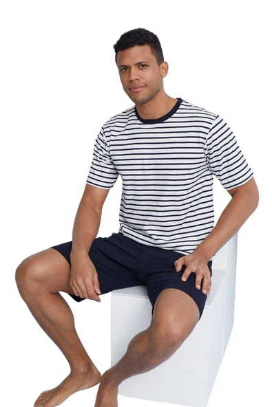 Kly Erkek Beyaz Kısa Kol Şortlu Pijama Takım 2020 - Resim 2