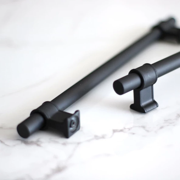 Hisar 224 mm Siyah Kulp Mobilya Mutfak Çekmece Dolap Kapak Dolabı Kulbu Kulpları Kulpu Metal 22.4 mm - 7