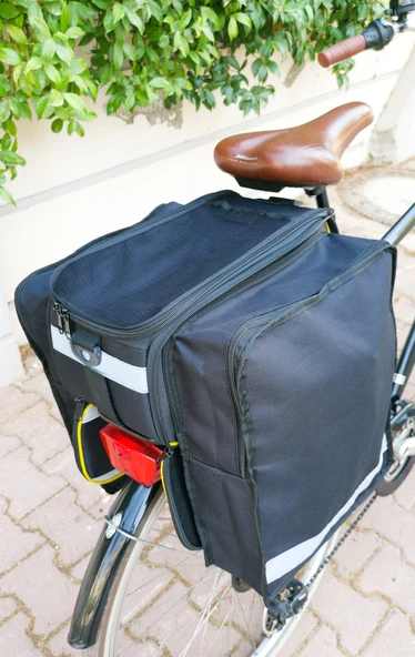 Perlotus 35 LT Arka Bagaj Heybeli Reflektörlü Askılı Büyük Bisiklet Çantası - 6
