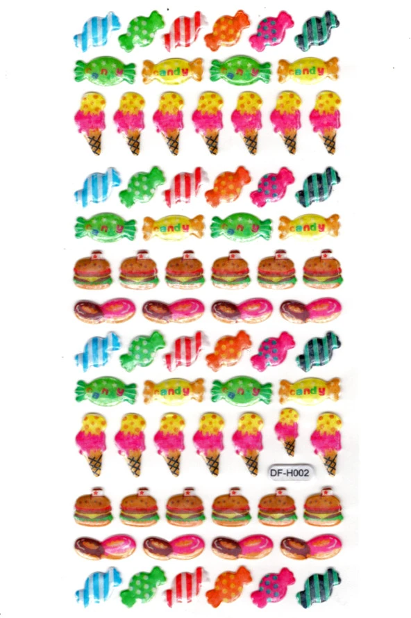 Işıltılı Sticker Kabartmalı Stiker Defter Planlayıcı Etiket (Dfh002)-18x9cm - Şeker Dondurma