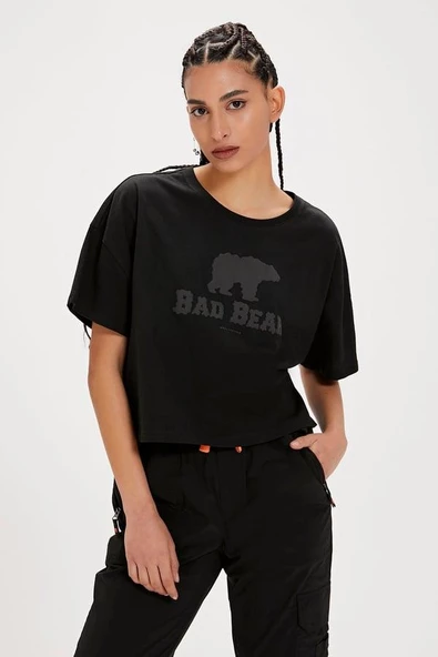 Bad Bear Holly 24.03.07.009S Siyah Baskılı Kadın Tişört