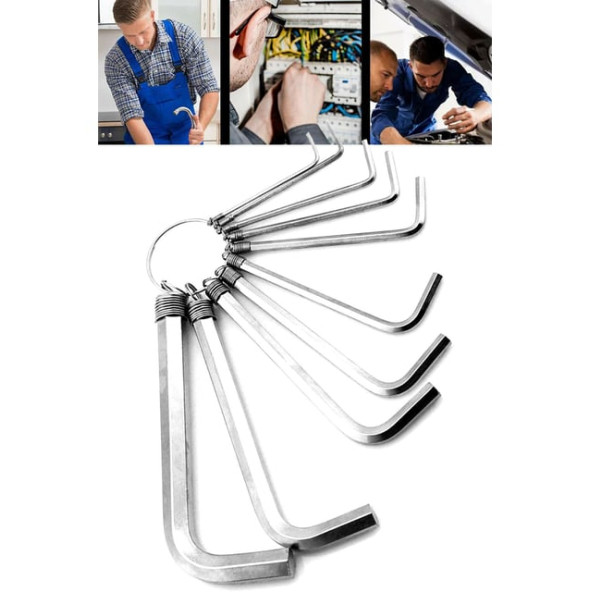 REAL ÖZS 10 Parça Çelik Alyan Seti Kısa Düz Köşe Alyan Anahtar Takımı - 2