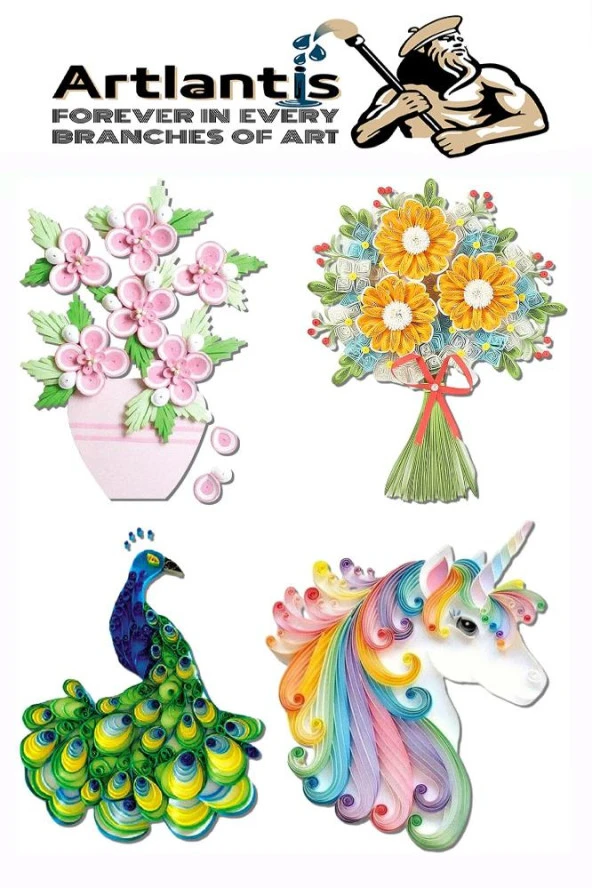 Quilling Seti 10 mm Kalın 1 Paket Quling Kağıt Katlama Kıvırma Sanatı Telkari Kuiling Karışık Renkli - 2
