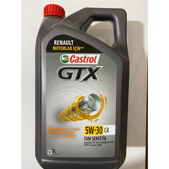 Castrol GTX 5W-30 C4 (Renault Motor ve DPF 'li araçlar dahil) motor yağı 5 Litre ( Ü.Y.2024)