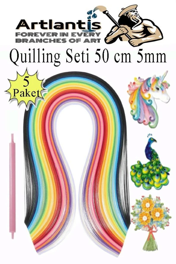 Quilling Seti 5 mm İnce 5 Paket Quling Kağıt Katlama Kıvırma Sanatı Telkari Kuiling Karışık Renkli