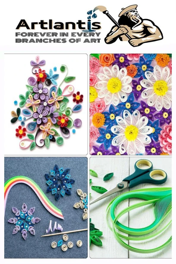 Quilling Seti 10 mm Kalın 5 Paket Quling Kağıt Katlama Kıvırma Sanatı Telkari Kuiling Karışık Renkli - Resim 4