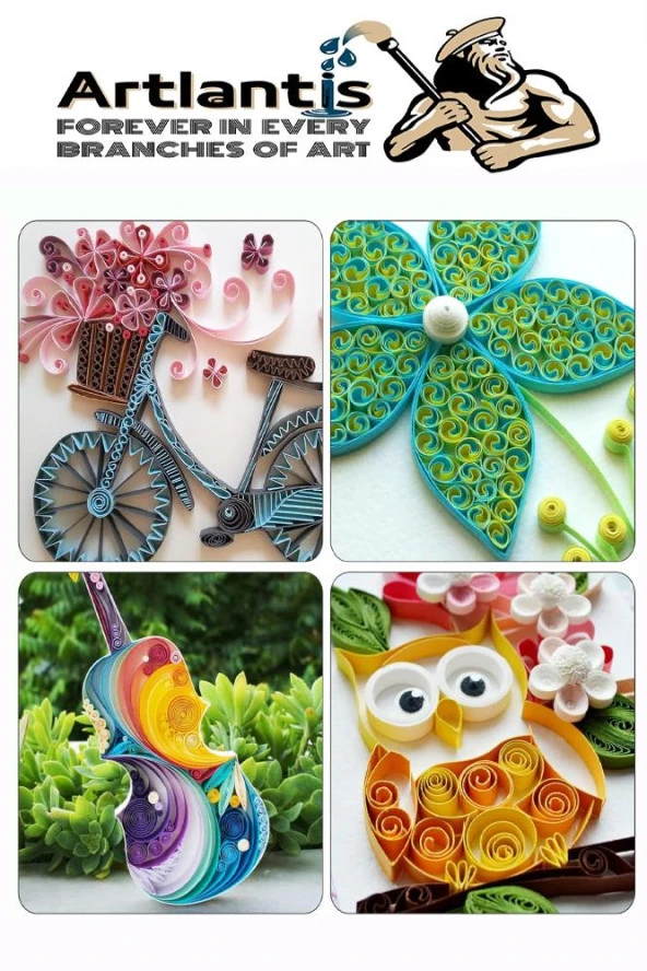 Quilling Seti 10 mm Kalın 5 Paket Quling Kağıt Katlama Kıvırma Sanatı Telkari Kuiling Karışık Renkli - Resim 5
