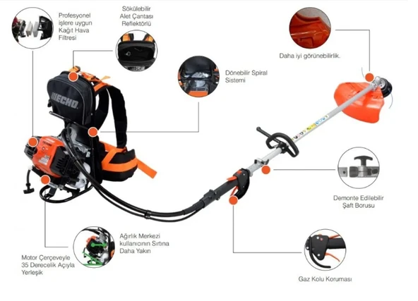 Echo RM520 ES Benzin Motorlu Sırt Tırpanı 3 HP - Resim 2