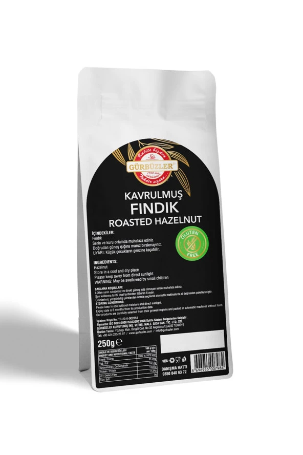 Gürbüzler Glutensiz Fındık Kavrulmuş 250 Gram - 2