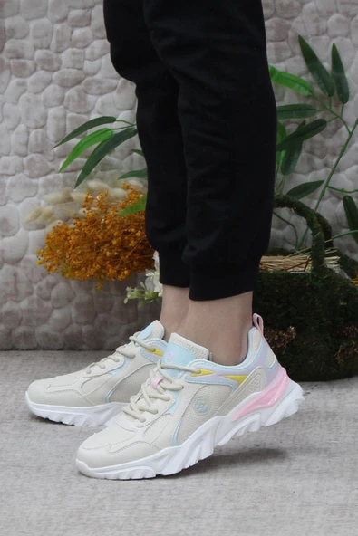 Lumberjack Emılıa Bej Hafif Rahat Orijinal Ürün Kadın Spor Ayakkabı - Resim 3