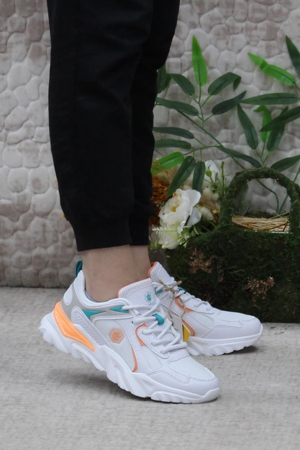 Lumberjack Emılıa Beyaz Turuncu Hafif Rahat Orijinal Ürün Kadın Spor Ayakkabı ürün görseli