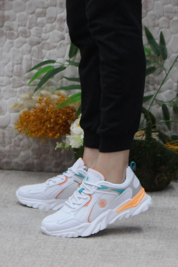 Lumberjack Emılıa Beyaz Turuncu Hafif Rahat Orijinal Ürün Kadın Spor Ayakkabı - Resim 3