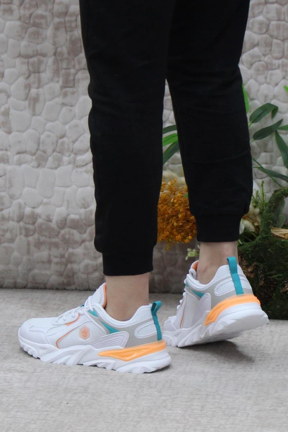 Lumberjack Emılıa Beyaz Turuncu Hafif Rahat Orijinal Ürün Kadın Spor Ayakkabı - Resim 4