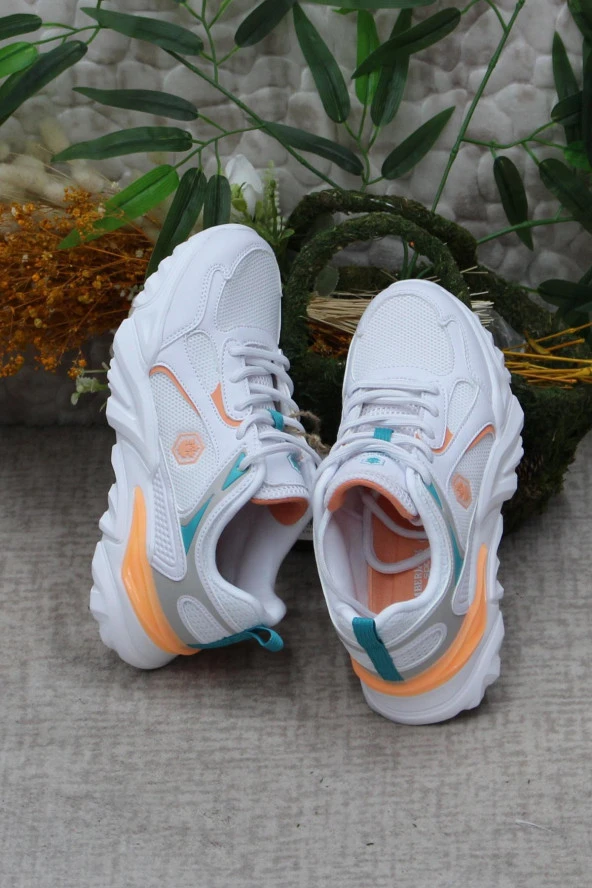 Lumberjack Emılıa Beyaz Turuncu Hafif Rahat Orijinal Ürün Kadın Spor Ayakkabı - Resim 6