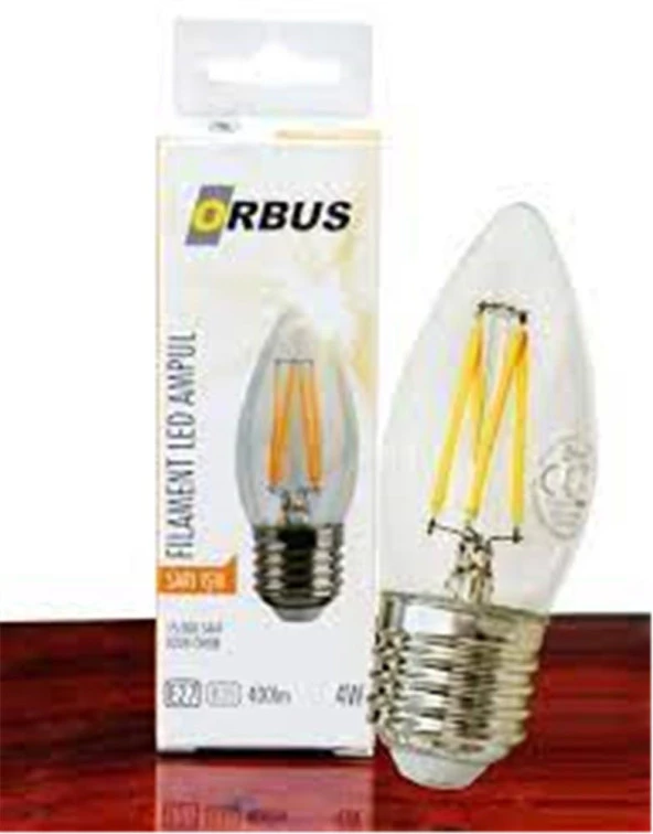 Orbus ORB-B36 Mum 4W E27 Clear Dekoratif Led Ampul 400 Lm Ra80 220-240V-50Hz