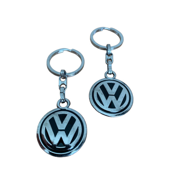 VOLKSWAGEN LOGOLU SİYAH  GÜMÜŞ METAL ANAHTARLIK(2 ADET) ürün görseli