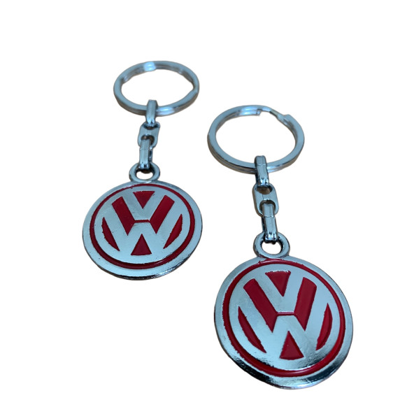 VOLKSWAGEN LOGOLU KIRMIZI GÜMÜŞ METAL ANAHTARLIK(2 ADET) ürün görseli