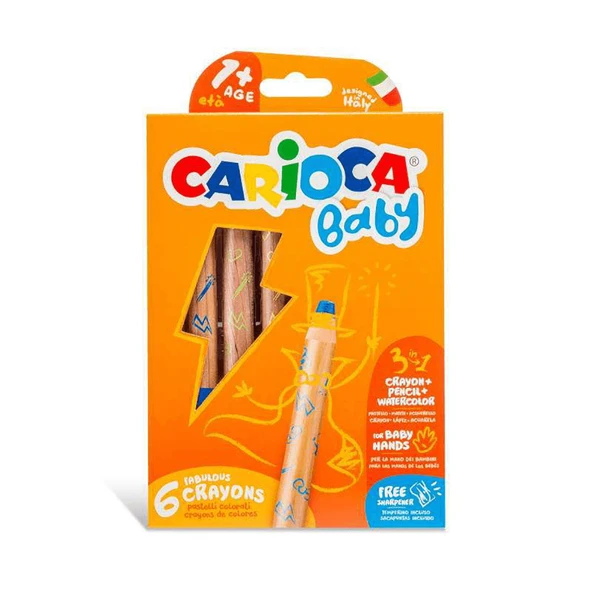 Carioca Jumbo Bebek Ahşap Gövdeli (3in1) 6lı Kalemtraş Hediyeli