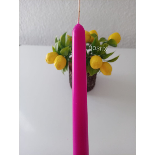 qosrix Pembe Fuşya Şamdan Mumu 1. Kalite Doğal Kokulu Uzun Çubuk Konik Mum Dekoratif 1 Adet ürün görseli