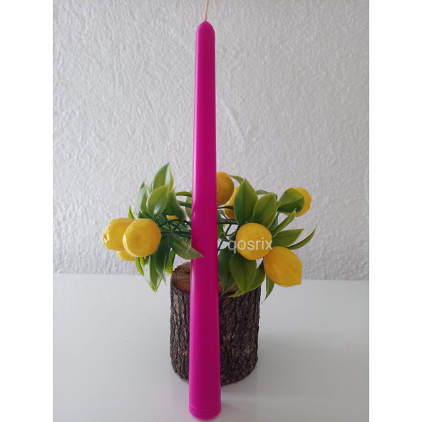 qosrix Pembe Fuşya Şamdan Mumu 1. Kalite Doğal Kokulu Uzun Çubuk Konik Mum Dekoratif 1 Adet - Resim 3