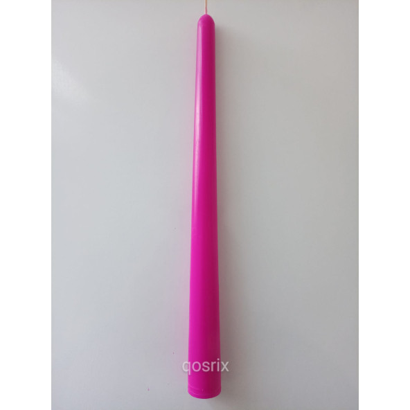 qosrix Pembe Fuşya Şamdan Mumu 1. Kalite Doğal Kokulu Uzun Çubuk Konik Mum Dekoratif 1 Adet - Resim 4