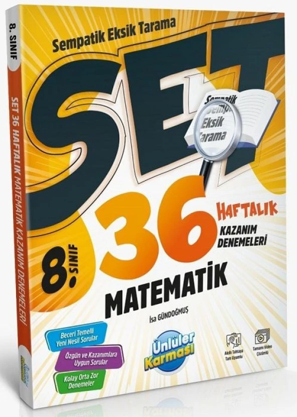 Ünlüler 8. Sınıf Matematik SET 36 Haftalık Kazanım Denemeleri Ünlüler Yayınları