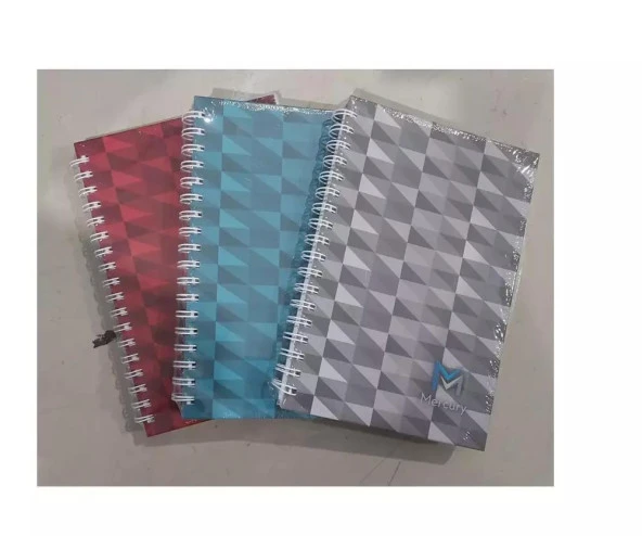 Elma Sert Kapak Defter Mermer Desen Ciltli 20x28 CM 160 Yaprak Çizgili (Karışık Renk 1 Adet)