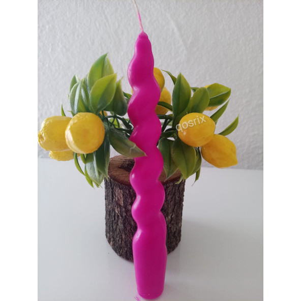 qosrix Pembe Fuşya İtalyan Burgulu Şamdan Mumu Doğal Kokulu Uzun Çubuk Konik Burgu Spiral Mum Dekoratif 1 Adet - 4