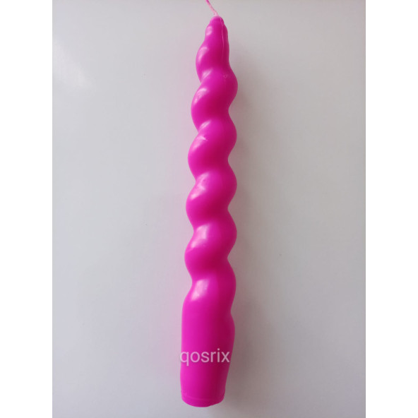 qosrix Pembe Fuşya İtalyan Burgulu Şamdan Mumu Doğal Kokulu Uzun Çubuk Konik Burgu Spiral Mum Dekoratif 1 Adet - 5