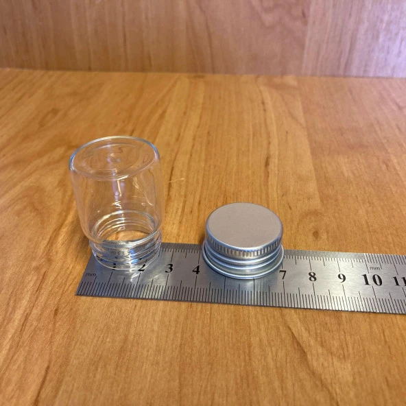 15 cc Cam Kavanoz  - Metal Kapaklı - 15ml Kapaklı Cam Kavanoz  x 10 Adet - Resim 3
