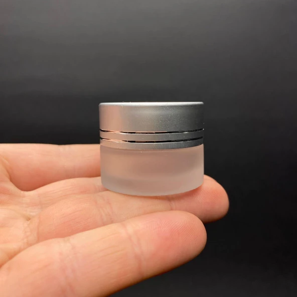 5 cc Buzlu Cam Krem Kavanoz  - Gümüş Kapaklı İç Contalı - 5ml Buzlu Cam Krem Kavanoz  x 10 Adet - 4