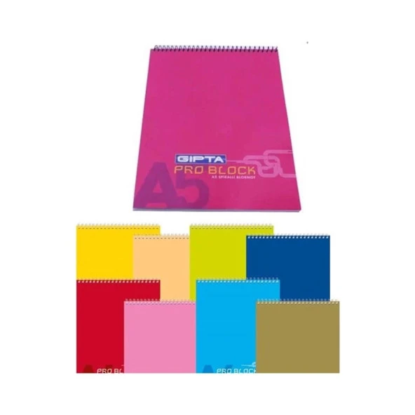 Gıpta Bloknot Pro-Block Spiralli Karton Kapak Kareli 40 Yaprak A5 (12 Li Paket)