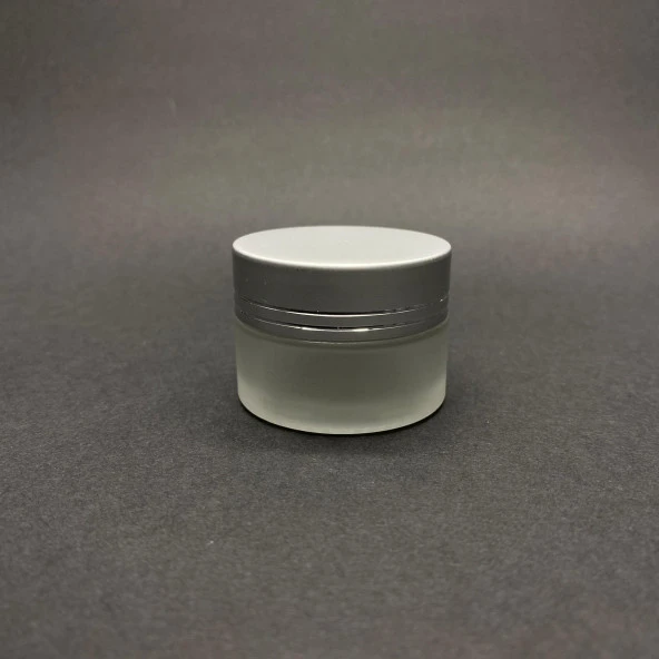 20 cc Buzlu Cam Krem Kavanoz  - Gümüş Kapaklı İç Contalı - 20ml Buzlu Cam Krem Kavanoz  x 10 Adet ürün görseli