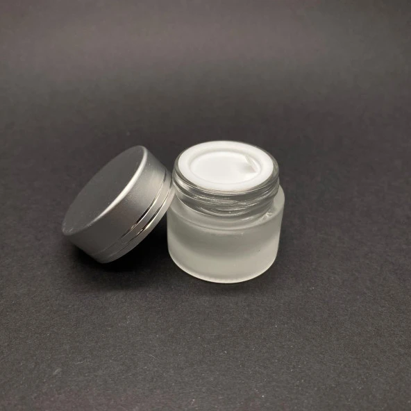 20 cc Buzlu Cam Krem Kavanoz  - Gümüş Kapaklı İç Contalı - 20ml Buzlu Cam Krem Kavanoz  x 10 Adet - Resim 4