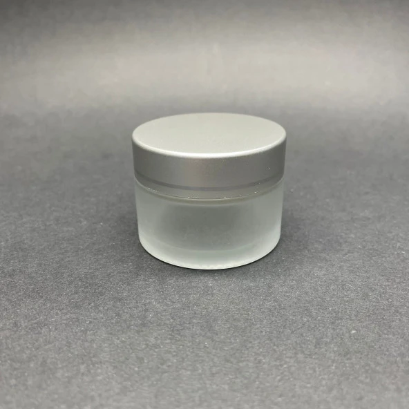 30 cc Buzlu Cam Krem Kavanoz  - Gümüş Kapaklı İç Contalı - 30ml Buzlu Cam Krem Kavanoz  x 10 Adet
