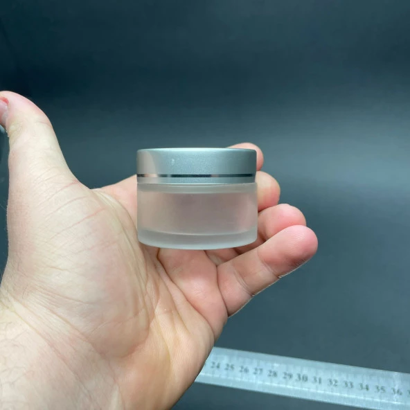 30 cc Buzlu Cam Krem Kavanoz  - Gümüş Kapaklı İç Contalı - 30ml Buzlu Cam Krem Kavanoz  x 10 Adet - Resim 3