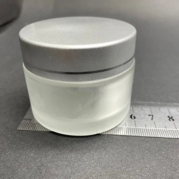 50 cc Buzlu Cam Krem Kavanoz  - Gümüş Kapaklı İç Contalı - 50ml Buzlu Cam Krem Kavanoz  x 10 Adet - 2