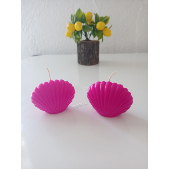 qosrix 2'li Pembe Fuşya Mini İstiridye Deniz Kabuğu 1. Kalite Doğal Kokulu Mum Dekoratif