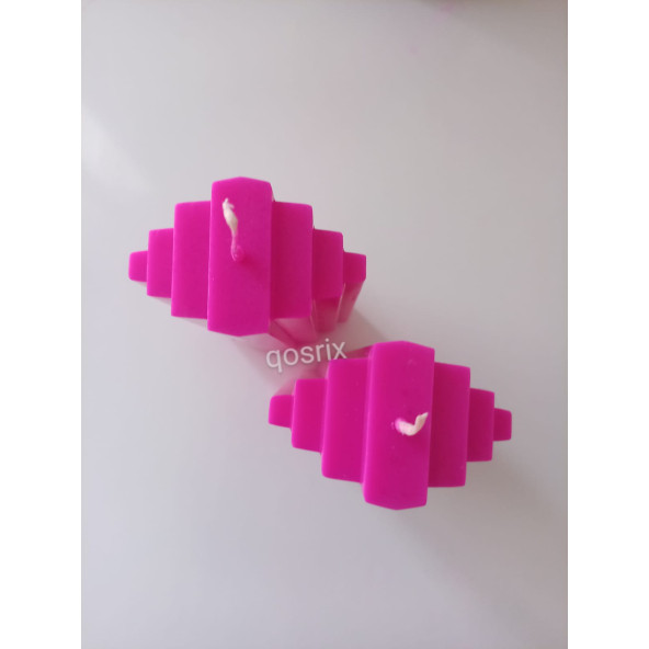 qosrix 2'li Pembe Fuşya Doğal Kokulu Sütun Geometrik şekil Kule Mum Dekoratif - 3