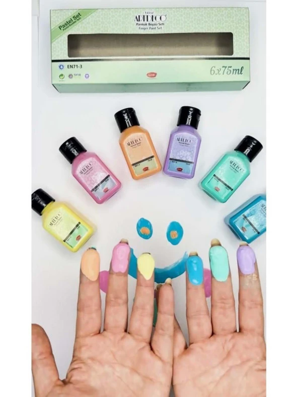 Artdeco Parmak Boyası Seti 6x75 ML Pastel Renkler Parmak Boyası ürün görseli