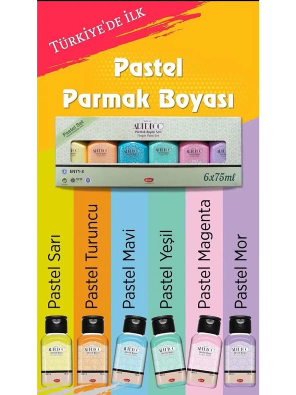 Artdeco Parmak Boyası Seti 6x75 ML Pastel Renkler Parmak Boyası - Resim 2