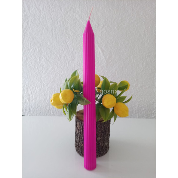qosrix 2'li Pembe Fuşya Şamdan Mumu 1. Kalite Doğal Kokulu Uzun Çubuk Konik Mum Dekoratif - Resim 5