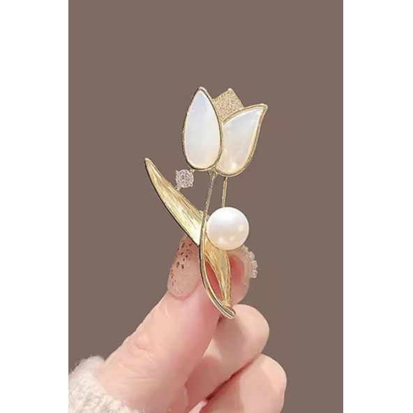 Lale İncili Broş ve Yaka İğnesi - 4