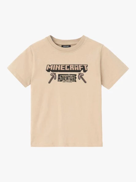 ERKEK ÇOCUK SIFIR YAKA MINECRAFT MODELLİ PAMUK TİŞÖRT - 5