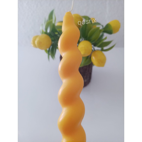 qosrix 3'lü Sarı İtalyan Burgulu Şamdan Mumu Doğal Kokulu Uzun Çubuk Konik Burgu Spiral Mum Dekoratif - Resim 2