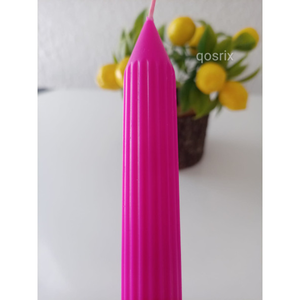 qosrix 4'lü Pembe Fuşya Şamdan Mumu 1. Kalite Doğal Kokulu Uzun Çubuk Konik Mum Dekoratif - 2
