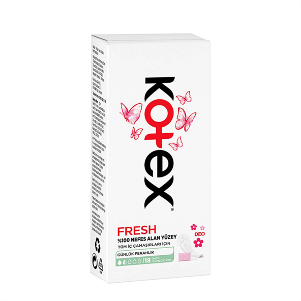 Kotex Fresh İnce Günlük Ferahlık Ped 18 Adet (%100 NEFES ALAN YÜZEY)