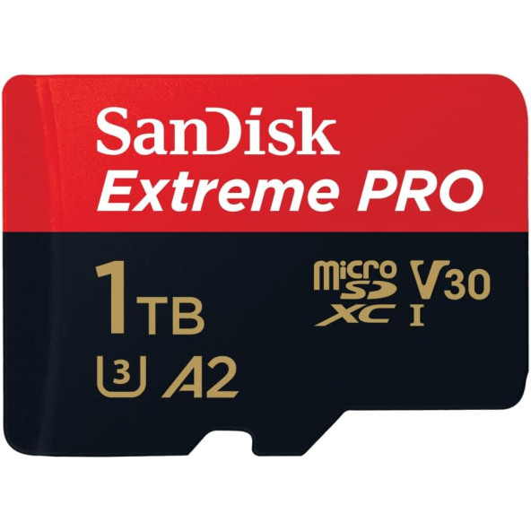 SanDisk Extreme Pro 1TB 200/140MB/s microSDXC UHS-I A2 V30 Adaptörlü Hafıza Kartı SDSQXCD-1T00-GN6MA